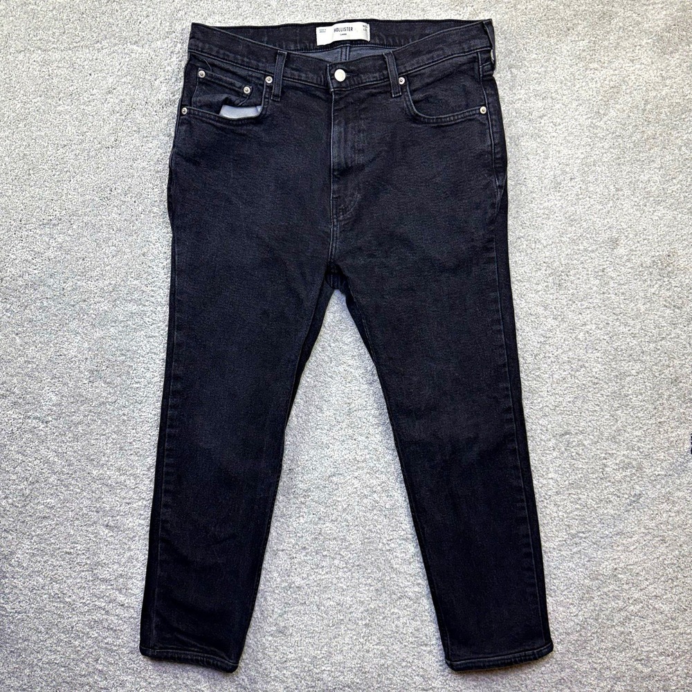 Hollister Loose Fit Jeans Mens 34x32 Black Denim Vintage Wash Relaxed Straight